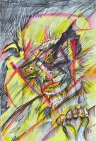Il Langur - Pencil And Watercolor On Paper Drawings - By Virginia -, Expressionist Drawing Artist