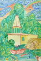 Ganesh Temple Di Talpona - Water Color Paintings - By Virginia -, Landscape Painting Artist