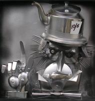 Do You Care For Tea - Found Objects Sculptures - By Noel Molloy, Semi Realist Sculpture Artist