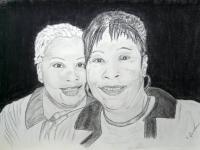 Donna And Annie Ruth - Charcoalgraphite Drawings - By Cathy Jourdan, Portrait Drawing Artist