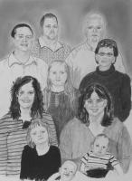 Enman Family Portrait - Charcoal And Graphite Drawings - By Cathy Jourdan, Portrait Drawing Artist