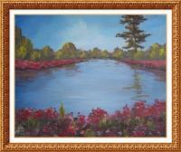 Crimson Pond - Acrylics Paintings - By Joe Labianca, Impressionism Painting Artist