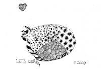 Lets Cuddle - Pen And Ink Drawings - By Edra Zook, Whimsical Drawing Artist