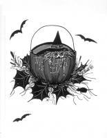 The Witch Is In - Pen And Ink Drawings - By Edra Zook, Whimsical Drawing Artist