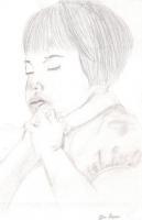 Praying - Pencil Drawings - By Elsa Bucio, Black And White Drawing Artist