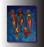 5 Women - Acrylic Paintings - By Denise Onwere, Abstract Painting Artist
