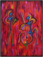 Jazz Duo By Denise Clayton-Onwere - Acrylic Paintings - By Denise Onwere, Abstract Painting Artist