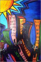 Jazz Town By Denise Clayton-Onwere - Acrylic Paintings - By Denise Onwere, Abstract Painting Artist