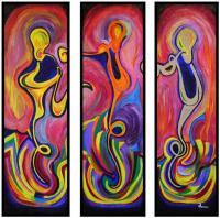 The Three By Denise Clayton-Onwere - Acrylic Paintings - By Denise Onwere, Abstract Painting Artist