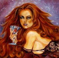 Strawberry Martini - Oil On Canvas Paintings - By Em Kotoul, Fantasy Painting Artist