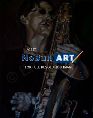 Oils - Sax And The City - Oil On Canvas