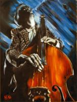 Contrabass - Oil On Canvas Paintings - By Em Kotoul, Realism Painting Artist