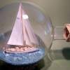 Ship In Bottle - Anne Caie - Wood Thread Paper Paint Etc Woodwork - By Gabrielle Rogers, Sailing Sloop Woodwork Artist