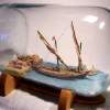 Ship In Bottle - Barque La Vaudoise - Wood Thread Paint Paper Figure Woodwork - By Gabrielle Rogers, Barque Du Leman Woodwork Artist