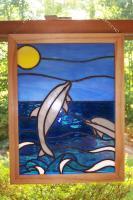 Playful Dolphins - Glass Glasswork - By Gabrielle Rogers, Nature Glasswork Artist