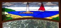 Sailing Past Newpoint Lighthouse - Glass Glasswork - By Gabrielle Rogers, Seascape Glasswork Artist