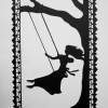 Girl Swinging - Paper Other - By Gabrielle Rogers, Black On White Silhouette Other Artist
