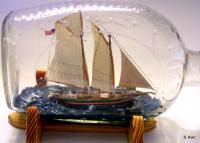 Ships In Bottles - Chesapeake Bay Punghy Schooner - Wood Thread Paint Etc