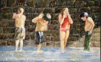 In The Rain - Oil Paintings - By Nikos Constantinou, Realistic Painting Artist