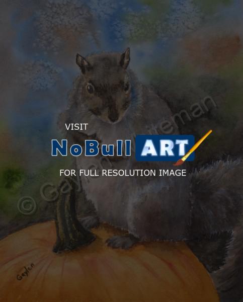Animals - Pumpkin Sitter - Watercolor