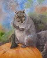 Pumpkin Sitter - Watercolor Paintings - By Gaylen Whiteman, Representational Painting Artist