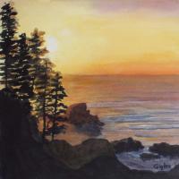 Seascape - Coast Sunset - Watercolor