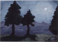 Olympic Moon - Watercolor Paintings - By Gaylen Whiteman, Representational Painting Artist