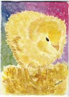 Spring Chick - Watercolor Paintings - By Gaylen Whiteman, Impressionistic Realism Painting Artist