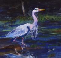 Pond Visitor - Watercolor Paintings - By Gaylen Whiteman, Impresssionism Painting Artist