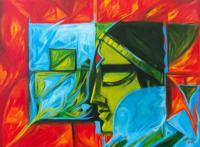 Dreaming Girl 2 - Acrylic On Canvas Paintings - By Mopasang Valath, Abstract Oriented Painting Artist