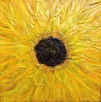 Yellow Flower - Mixed Medium Paintings - By Kelly Stewart, Abstract Painting Artist