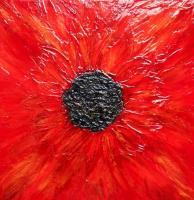 Red Flower - Mixed Medium Paintings - By Kelly Stewart, Abstract Painting Artist
