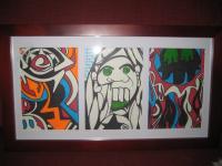 Pop Art In 3 Section Frame - Acrylic And Paint Marker Paintings - By Phillip Vaughn, Abstract Art Pop Art Painting Artist