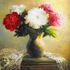Still Life Of Floral - Oil On Canvas Paintings - By Jan Bartkevics, Still Life Painting Artist