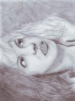 Cast A Glance - Pencil And Paper Drawings - By Violetta Babajanova, Portrait Drawing Artist