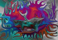 Free Wonka - Latex On Glass-Digi-Altered Mixed Media - By John Wayne, Digitally Altered Paintings Mixed Media Artist