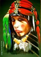 Morrocan Berbere Dancer - Pastels Paintings - By Jacques Benatar, Realistic Painting Artist