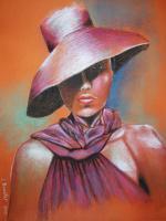 South African Lady - Pastels Paintings - By Jacques Benatar, Realistic Painting Artist