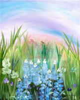 Flowers - Blue Bonnets - Acrylic On Canvas