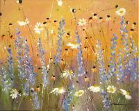 Flowers - Bluebonnet Among Daisies - Acrylic On Canvas