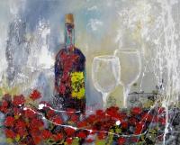 Bottles Wine - Stand By Me - Acrylic On Canvas
