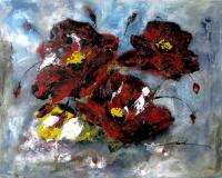 Poppies  In Red - Acrylic Oil Paintings - By Khanh Ha, Abstract Painting Artist
