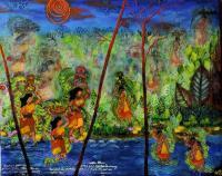 Rural Livelihood - Mixed Media On Canvas Mixed Media - By Gopa Ghosh, Abstract Realism Mixed Media Artist