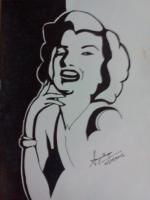 Marilyn Monroe - Paper Drawings - By Sangeetha Prasad, Marker Sketch Drawing Artist