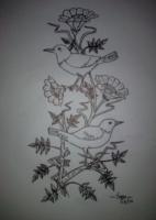 Love Birds - Paper Drawings - By Sangeetha Prasad, Pencil Sketch Drawing Artist