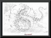 Dragon 1 - Pencilpaper Drawings - By Yancey Russell, Blackwhite Drawing Artist