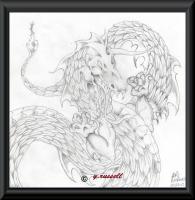 Dragon Furry - Pencilpaper Drawings - By Yancey Russell, Blackwhite Drawing Artist
