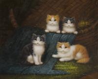 Cats - Oil On Canvas Paintings - By Future Art, Modernism Painting Artist