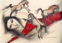 Celestial Horses2 - Mied Mediumpaper Paintings - By Kumar Singha, 20In27In Painting Artist