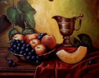 Fruit And Ketlle - Oil On Canvas Paintings - By Jozi Mesaros, Realism Painting Artist